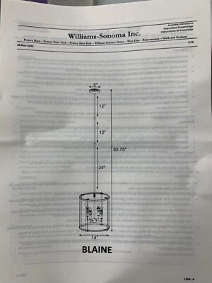 Pottery Barn Blaine Outdoor Milk Glass Pendant Black 18"h #1811 - Image 1 of 4