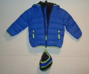 Snozu Jungen gefütterte Jacke Mantel Strickmütze mit Kapuze blau Größe 3T - Bild 1 von 2