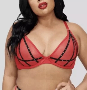 Sujetador Frederick's of Hollywood Rozlyn Balconette Rojo 34F Diseño con Tiras Nuevo con Etiquetas - Imagen 1 de 9
