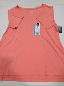 Women's Essential Short Sleeve V-Neck Tee Large Member's Mark Peach New C3 - Picture 1 of 4