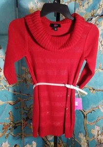 Maglione rosso nuovo con etichette Byer ragazza con scintille/cintura, taglia media, vendita al dettaglio $58,00 - Foto 1 di 2