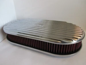15" ALUMINIO PULIDO ALETAS COMPLETAS OVALADO FILTRO DE AIRE ROJO LAVABLE ELEM#COMPLETO/POL/RD - Imagen 1 de 15