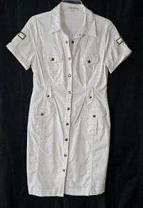 Marvin Richards Women's White Cotton Snap Button 4 Pocket Dress Size 12 NEW  - Picture 1 of 7