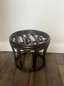 Rattan Vintage Bamboo Plant Stand Side Table Boho Home Decor Furniture - Picture 1 of 3