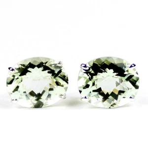 Pendientes de poste de plata esterlina 925, amatista verde, SE202 - Imagen 1 de 5