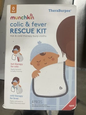 KIT DE RESCATE DE CÓLICOS Y FIEBRE MUNCHKIN THERABURPEE ~ Ropa de eructos ~ NUEVO, SELLADO Foto 1 de 2