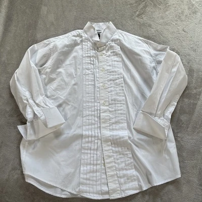 Joseph & Feiss White Tuxedo Dress Shirt Size 17 32 33 Pleated French Cuff  - Image 1 of 4