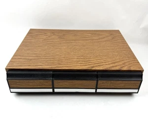 42 Cassette Tape Holder 3 Drawer Storage Case Wood Grain Finish VTG Walmart - Bild 1 von 23