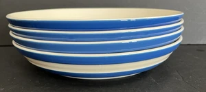Set 4 T G Grün Blau Cornishware Streifen Pastaschalen England Modern - Bild 1 von 5