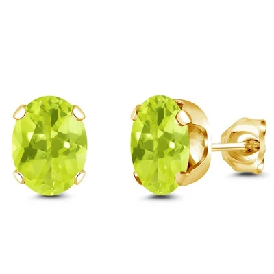 Aretes de plata enchapados en oro amarillo de 18 quilates de cuarzo limón amarillo de 2,20 quilates 8x6 mm Foto 1 de 4