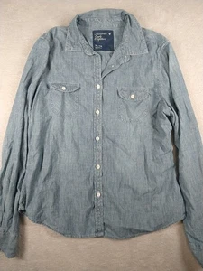 American Eagle Chambray Shirt Women's XL Blue Denim Long Sleeve Pockets - Picture 1 of 7