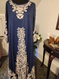 Elegantes Damenkleid marine und creme, bedruckt. Größe xl neu - Bild 1 von 5