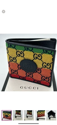 Unisex, Gucci, multicolored canvas/ leather bifold wallet, made in Italy - Image 1 of 4