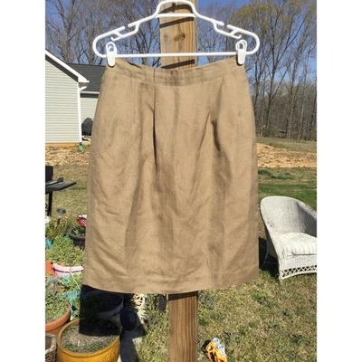 Vtg lands’ end womens linen skirt regular 10 beige khaki gorpcore summer modest - Imagem 1 de 4