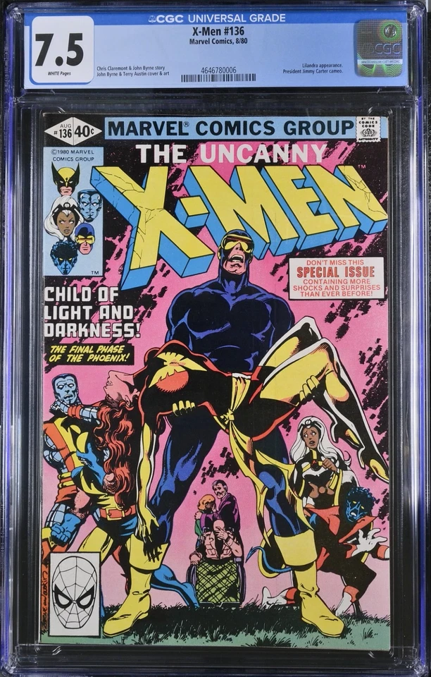 Uncanny X-Men #136 1980 Marvel Comic 7.5 VF- CGC Graded Key Dark Phoenix Saga - Image 1 of 2