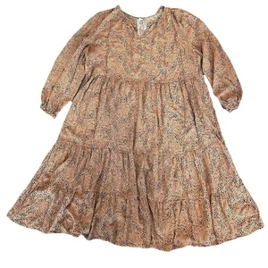Vestido midi antiguo azul marino en capas para mujer talla XXL negro marrón manga larga estampado animal - Imagen 1 de 9