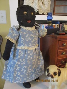 Sweet 14" Early (1890 - 1900) Antique Black Cloth Folk Art Doll - Picture 1 of 20