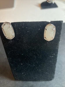Kendra Scott White Druzy Stud Earrings B147 - Picture 1 of 8