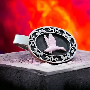 Vintage Pink Mallard Flying Duck Tie Clasp Fowl Bird Men Hunting Birding Jewelry - Picture 1 of 6