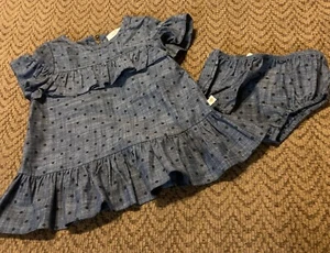 Kate Spade 12Months Baby Girl Blue Polk Dots Dress Summer Wear Adorable - Picture 1 of 7