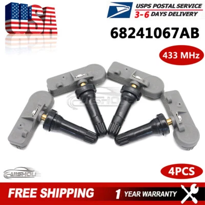4pcs 68241067AB Fit For DODGE CHRYSLER JEEP TPMS TIRE PRESSURE SENSOR 56029398AB - Image 1 of 4
