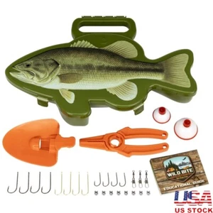 Kinder Angelgeräte Box Kit 25 Stück mit Multitool & Anleitung Barsch Forelle Panfish USA - Bild 1 von 6