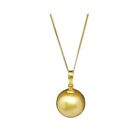 Golden South Sea Pearl Necklace 14Kt Pendant And 18Kt Gold Chain 12Mm