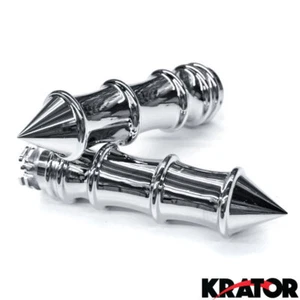 New CHROME BILLET BAMBOO SKELETON SPIKED HAND GRIPS SET FOR HANDLEBARS NEW 1" - Picture 1 of 3