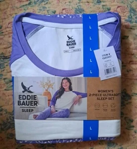 Juego de pijama Eddie Bauer Sleep para mujer L 2 piezas nuevo en paquete material reciclado ultrasuave - Imagen 1 de 2