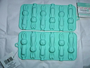 Celebrate It Silicone Mold Bunny Rabbits 6 Cavity X 2-Candy Bake Freeze Decorate - Picture 1 of 2