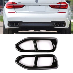 M Sport Exhaust Muffler Tail Pipe Trim For BMW 7 Series G11/12 16-18 Black Steel - Imagen 1 de 8