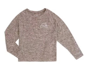Justice Girls Lounge Heather Long Sleeve Henley Pajama Top, Size 7 - Picture 1 of 2