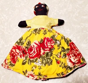 Topsy Turvy Cloth Doll Jamaica Caribbean 12" 2 Heads 2 Dresses 1 Doll Vintage - Picture 1 of 15