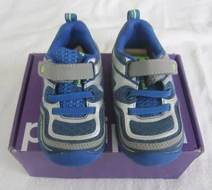 PEDIPED NIB Grip Force Toddler Boys Athletic Shoes Size 5 US 21 EU Blue Grey NEW - Picture 1 of 4