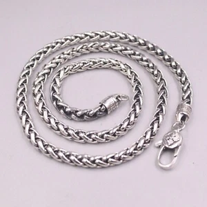 Sterling Silver Chain 925 Men Necklace Vintage Jewelry 5mm Wheat Chain 20''L - Picture 1 of 7