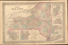 1878 New York Mitchell carte antique 23" x 15,1" belle couleur & inserts ville