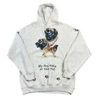 Big Dog Hoodie Leonberger Graphic Print Wildlife Y2k Grey Sweatshirt Mens Medium