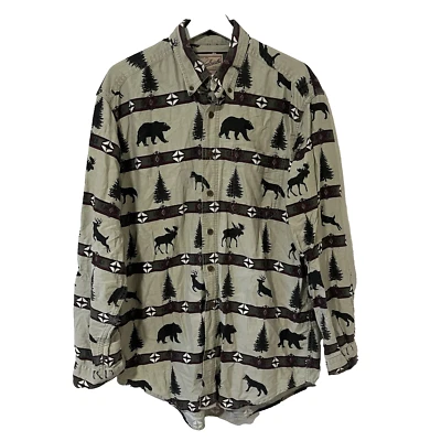 Vintage Woolrich Aztec Forest Print Men's Long Sleeve Button Up Shirt Size Large - Image 1 of 4
