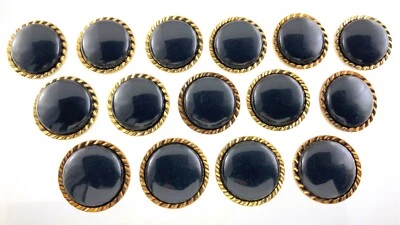 Plastic Black Color Garment Button 1.2in Set Of 15 Pinwheel Pattern 377B - Image 1 of 4