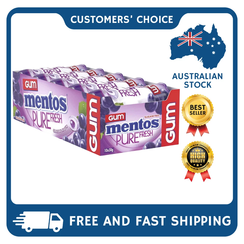  MENTOS Pure Fresh Chewing Gum Grape Sugar 10 g 