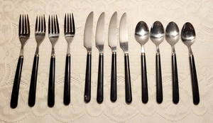 Vintage Imperial Edelstahl Japan Besteck schwarz Kunststoffgriff MCM 12er Set *LESEN* - Bild 1 von 6