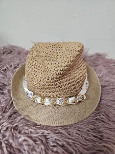 NWT STEVE MADDEN Women's Sun Hat Beige Color 100% Paper Yarn Floral.One Size - Picture 1 of 13