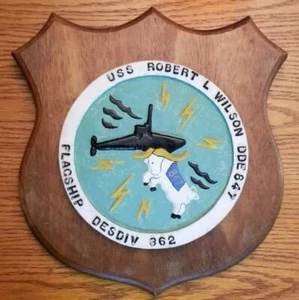 RARA PLACA DE METAL VIETNAM USS ROBERT L WILSON DDE 847 MARINA EE. UU. NASA GEMINI APOLO - Imagen 1 de 1