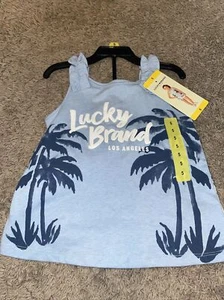 NWT Girl's Lucky Brand 2 Piece Shorts Shirt Set 2T, 4T, 5, 6 Blue Tie Dye - Picture 1 of 3