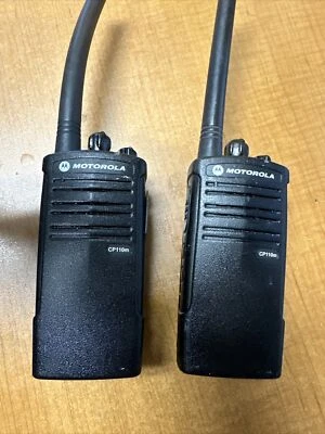 LOT OF 2X USED Motorola CP110m Radio VHF H96MCC9AA2AA With Batteries - Image 1 of 4