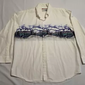 PURE COUNTRY VINTAGE WHITE COWBOY SCENE GRAPHIC WESTERN SHIRT MENS SIZE 2XL XXL - Picture 1 of 8