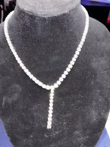 Splendida collana a forma di Y in cristallo argento - Foto 1 di 3