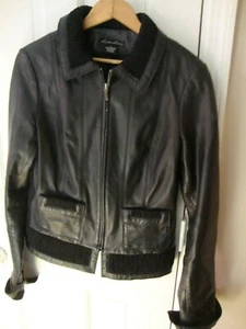 Vintage Lillie Rubin Leather Lamb Soft Black Jacket Coat Sz 8 Made In India 271 - Picture 1 of 5