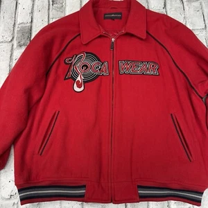 Vintage Rocafella Records ROCAWEAR rot Wolle Herren Varsity Bomber JACKE Gr. 3XL - Bild 1 von 16