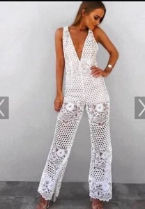 NWOT Alice McCall New Romantics Jumpsuit in White Size 4 Brides Lace Eyelet - Picture 1 of 11